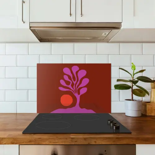 Boom - Paars - Cirkel - Vloeiend keuken achterwand spatscherm klein -sfeer2