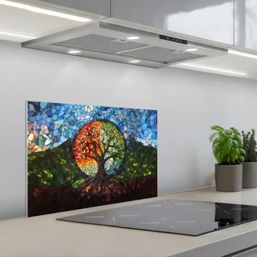 Boom - Seizoenen - Mozaïek - Bergen keuken achterwand spatscherm klein -3d_schuin