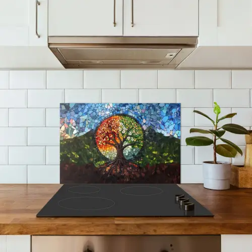 Boom - Seizoenen - Mozaïek - Bergen keuken achterwand spatscherm klein -sfeer2