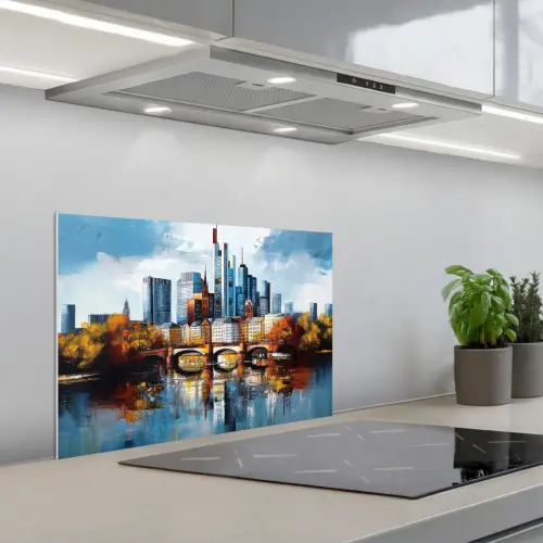 Bomen Frankfurt- Stad - Skyline - Brug keuken achterwand spatscherm klein -3d_schuin
