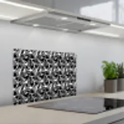 Driehoeken - Geometrisch - Zwart - Wit keuken achterwand spatscherm klein 900 -3d_schuin
