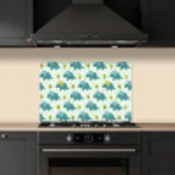 Triceratop - Blauw - Stippen - Boompjes keuken achterwand spatscherm klein -sfeer1