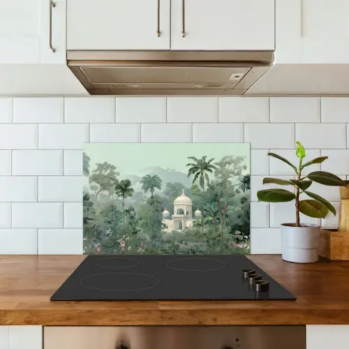 Tropische tuin - Koepelgebouw - Bloemen keuken achterwand spatscherm klein -sfeer2
