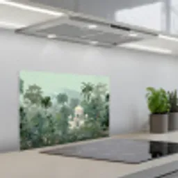 Tropische tuin - Koepelgebouw - Bloemen keuken achterwand spatscherm klein -3d_schuin