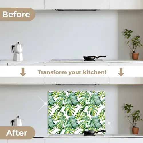 Tropical - Bladeren - Jungle keuken achterwand spatscherm middel -voor_na_EN