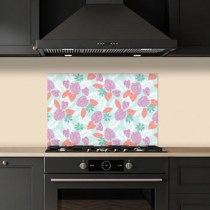 Tropisch - Bladeren - Pastel keuken achterwand spatscherm klein 900 -sfeer1