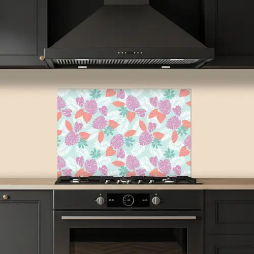 Tropisch - Bladeren - Pastel keuken achterwand spatscherm klein 900 -sfeer1
