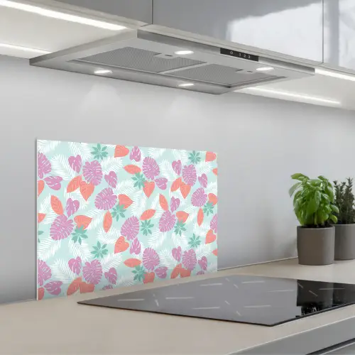 Tropisch - Bladeren - Pastel keuken achterwand spatscherm klein 900 -3d_schuin