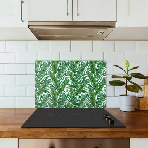 Tropisch - Palmbladeren - Groen keuken achterwand spatscherm klein 900 -sfeer2
