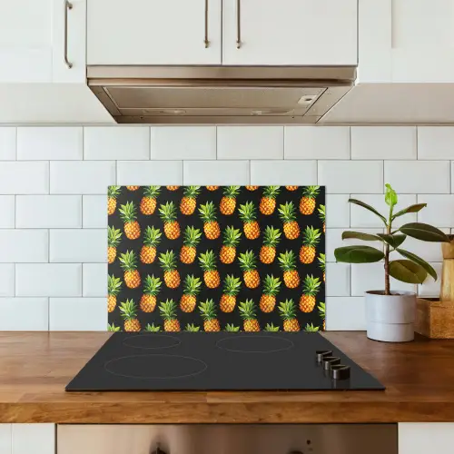 Tropische - Ananas - Zwart keuken achterwand spatscherm klein 900 -sfeer2