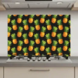 Tropische - Ananas - Zwart keuken achterwand spatscherm klein 900 -3d_website