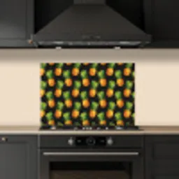 Tropische - Ananas - Zwart keuken achterwand spatscherm klein 900 -sfeer1