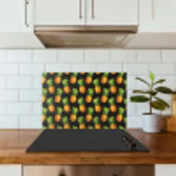 Tropische - Ananas - Zwart keuken achterwand spatscherm klein 900 -sfeer2
