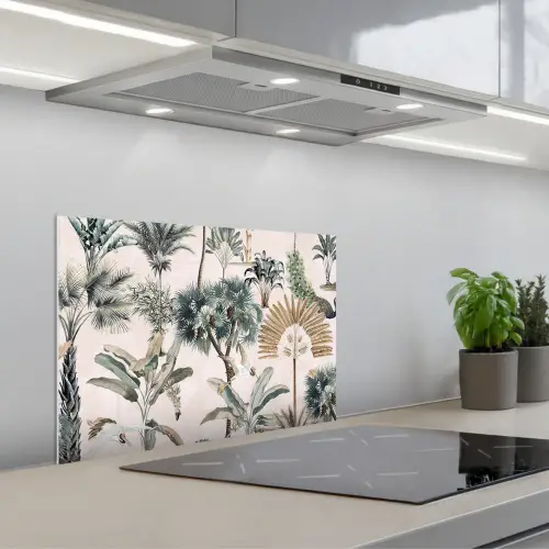 Tropisch - Bomen - Bladeren - Jungle keuken achterwand spatscherm klein -3d_schuin