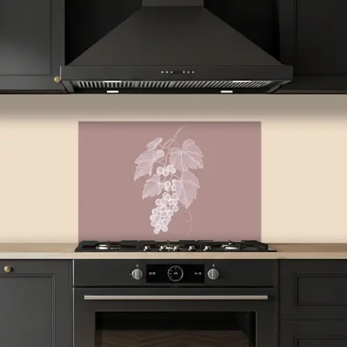 Tros - Druiven - Illustratie - Bladeren keuken achterwand spatscherm klein -sfeer1