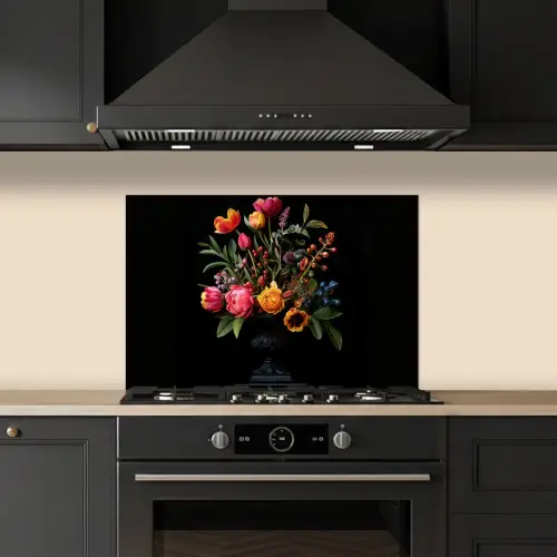 Tulpen - Bessen - Boeket - Vaas keuken achterwand spatscherm klein -sfeer1