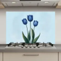 Tulpen - Blauw - Bladeren keuken achterwand spatscherm klein -3d_website
