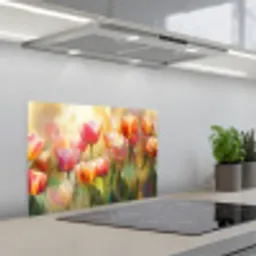 Tulpen - Sprookjesachtig - Kleurrijk keuken achterwand spatscherm klein -3d_schuin