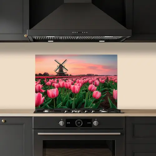 Tulpen - Molen - Nederland keuken achterwand spatscherm klein -sfeer1