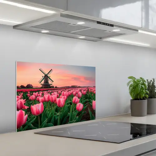 Tulpen - Molen - Nederland keuken achterwand spatscherm klein -3d_schuin