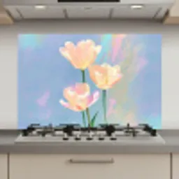 Tulpen - Roze accenten - Blauw keuken achterwand spatscherm klein -3d_website