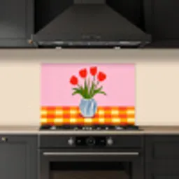Tulpen - Roze - Vaas keuken achterwand spatscherm klein -sfeer1