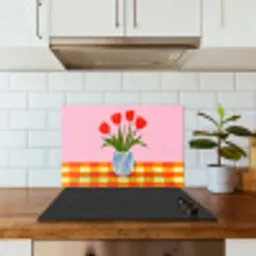 Tulpen - Roze - Vaas keuken achterwand spatscherm klein -sfeer2