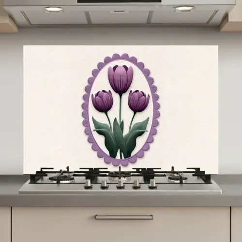 Tulpen - Paars - Lijst - Bladeren keuken achterwand spatscherm klein -3d_website