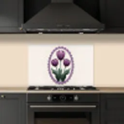 Tulpen - Paars - Lijst - Bladeren keuken achterwand spatscherm klein -sfeer1