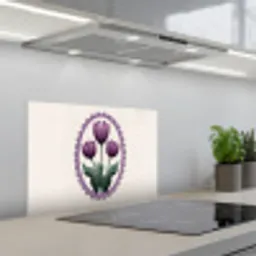 Tulpen - Paars - Lijst - Bladeren keuken achterwand spatscherm klein -3d_schuin