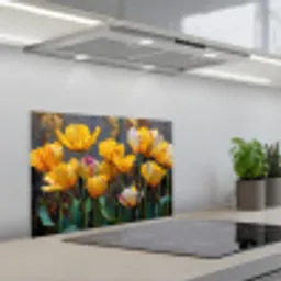Tulpen - Geel - Penseelstreken - Abstract keuken achterwand spatscherm klein -3d_schuin