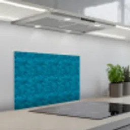 Turquoise - Heuvels - Bloemen keuken achterwand spatscherm klein 900 -3d_schuin