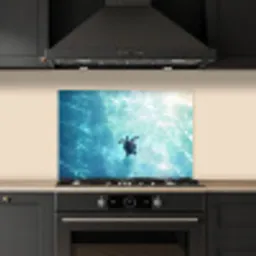 Schildpad - Zee - Blauw - Schittering keuken achterwand spatscherm klein -sfeer1