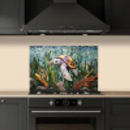 Schildpad - Zeewier - Mozaïek keuken achterwand spatscherm klein -sfeer1