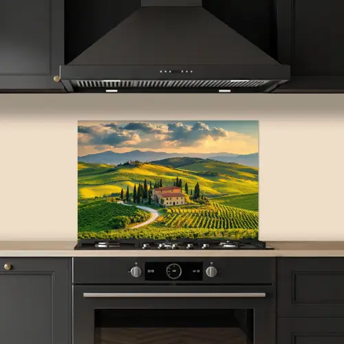 Toscane - Landschap - Wijngaarden keuken achterwand spatscherm klein -sfeer1