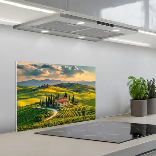 Toscane - Landschap - Wijngaarden keuken achterwand spatscherm klein -3d_schuin