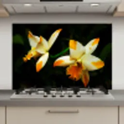 Twee orchideebloemen keuken achterwand spatscherm klein -3d_website