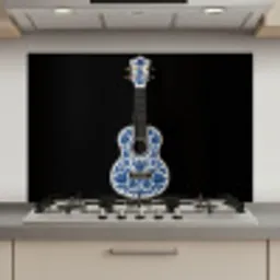 Ukelele - Delfts - Blauw - Muziek keuken achterwand spatscherm klein -3d_website