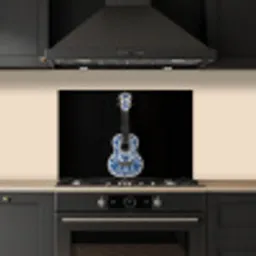 Ukelele - Delfts - Blauw - Muziek keuken achterwand spatscherm klein -sfeer1