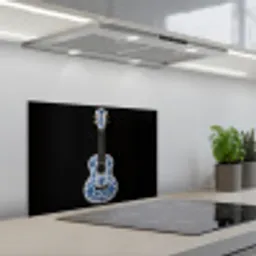 Ukelele - Delfts - Blauw - Muziek keuken achterwand spatscherm klein -3d_schuin