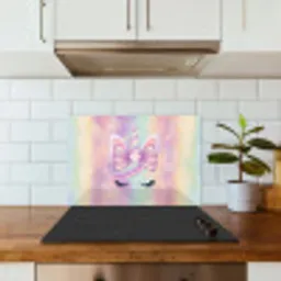 Eenhoorn - Glitters - Regenboog - Pastel keuken achterwand spatscherm klein -sfeer2