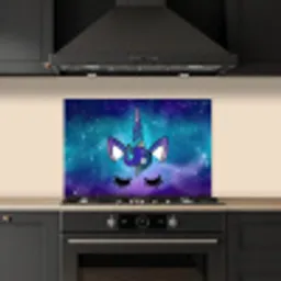 Eenhoorn - Sterrenhemel - Ster - Blauw keuken achterwand spatscherm klein -sfeer1
