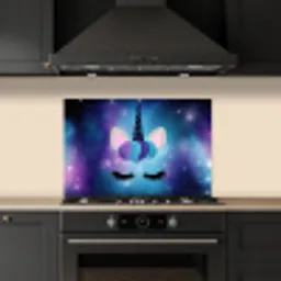 Eenhoorn - Sterren - Blauw keuken achterwand spatscherm klein -sfeer1