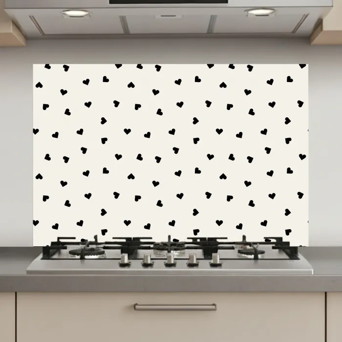 Valentijn - Hart - Wit - Zwart keuken achterwand spatscherm klein 900 -3d_website