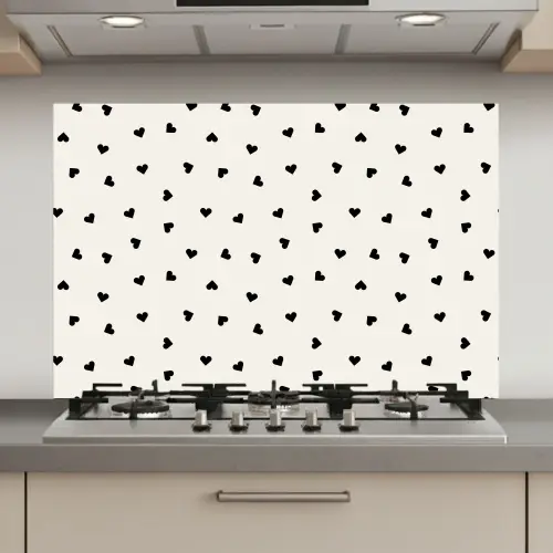 Valentijn - Hart - Wit - Zwart keuken achterwand spatscherm klein 900 -3d_website