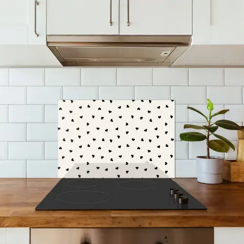 Valentijn - Hart - Wit - Zwart keuken achterwand spatscherm klein 900 -sfeer2