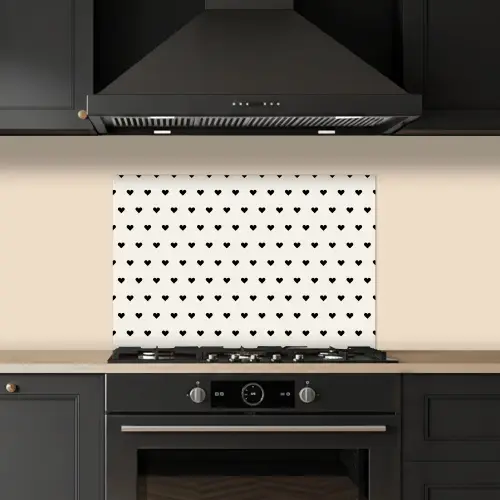 Valentijn - Hart - Wit - Zwart keuken achterwand spatscherm klein 900 -sfeer1