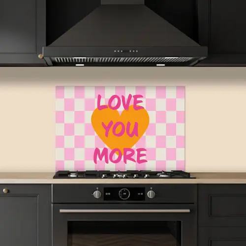 Valentijn - Love - Roze - Oranje keuken achterwand spatscherm klein -sfeer1