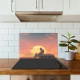 Busje - Kat - Zonsondergang - Oranje keuken achterwand spatscherm klein -sfeer2