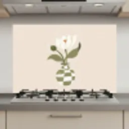 Vaas - Geruit - Bloem - Groen keuken achterwand spatscherm klein -3d_website